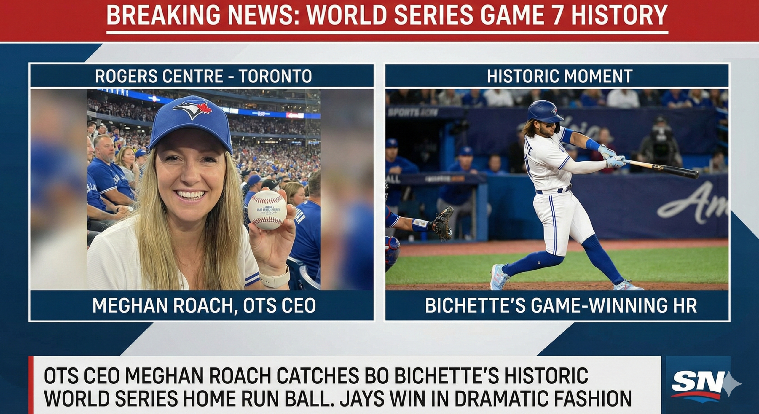Roots CEO Meghan Roach Grabs Bo Bichette’s Historic Home Run Ball During Electrifying World Series Game 7