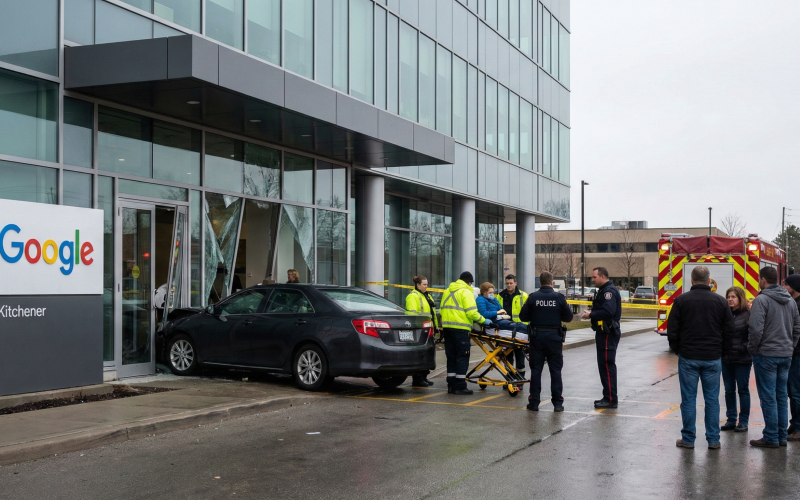 Driver Suffers Medical Episode Before Crashing Into Google Building in Kitchener
