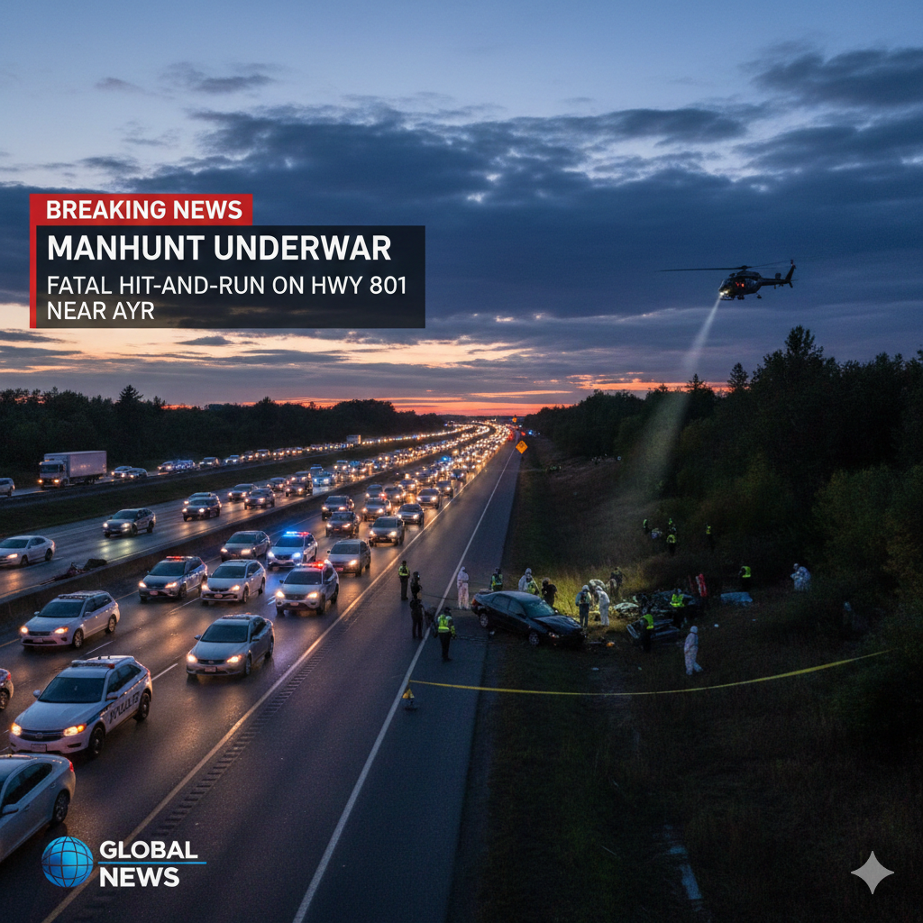 Manhunt Underway After Fatal Hit-and-Run on Highway 401 Near Ayr