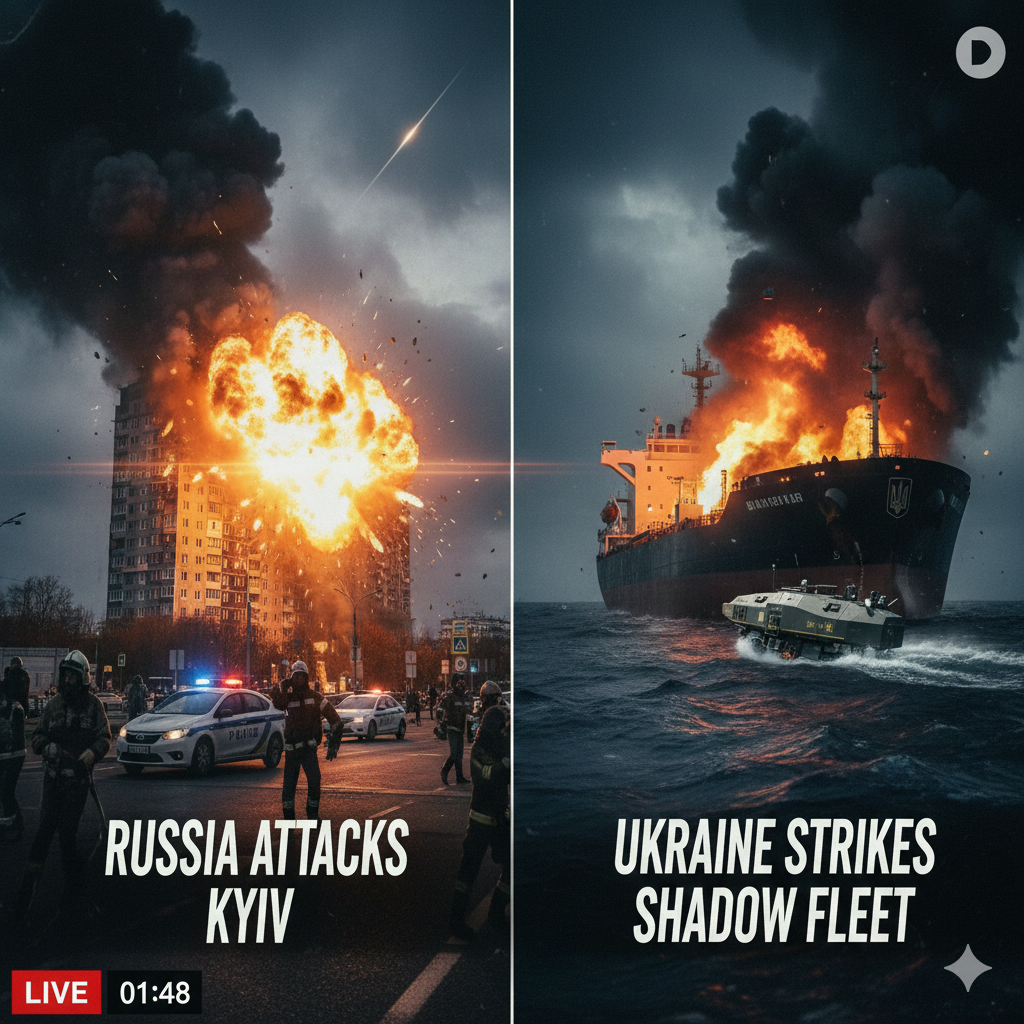 Russia Launches Attacks on Kyiv as Ukraine Strikes Russian ‘Shadow Fleet